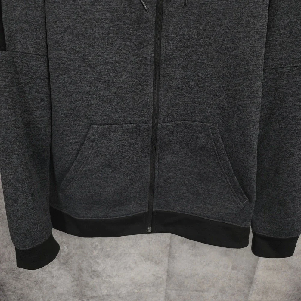 Adidas Hoodie Mens‎ M Full Zip Jacket Gray Black Athletic Training Activewear